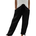 thumbnail image 4 of Linen Pants Women Sevevn Women's Solid Cotton And Linen Shorts With Drawstring Ankle Strap Casual Women's Pants Pants For Women Summer Pants Wide Leg Pants Woman Light Blue XXXL, 4 of 8