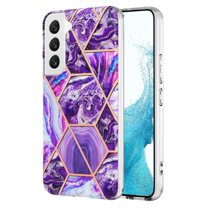 Designed for Samsung Galaxy S23 6.1 inch Marble Case, Ultra Thin Girls Women Polished Plating Flexible Soft TPU IMD Protective Case Cover for Samsung Galaxy S23 - Darkpurple