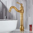 thumbnail image 2 of Vintage Basin Mixer Tap For Bathroom Sink Area, Hot And Cold Water Control With Rust Resistant Design In Brass Construction (Bronze), 2 of 5