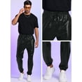 thumbnail image 4 of Unique Bargains Men's Sparkly Metallic Pants Drawstring Waist Nightclub Sequin Joggers 36 Black, 4 of 6