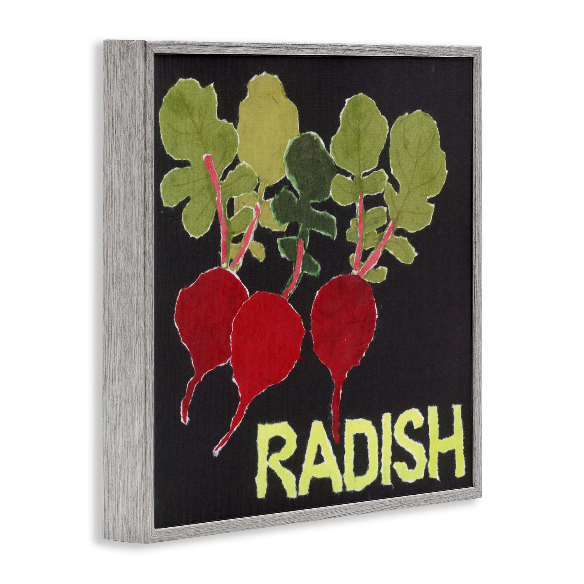 Stupell Industries Collaged Radish Vegetables Gray Framed Giclee Art, design by Nancy Overton