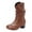 Brown, variant on Western Boots for Women Slouchy Leather Block Heel Round Toe Mid Calf Booties Winter Thickened Warm Casual Retro Long Boots Purple Size 7.5