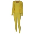 thumbnail image 6 of safuny Women's Three Piece Outfit Plus Size Suit for Girlfriend Wife Daughter Hooded Neck Dressy Long Sleeve Solid Color Comfy Casual Yellow XL, 6 of 9