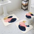 thumbnail image 3 of Minimalist Geometric Bathroom Rugs Set Pink Blue Non Slip Absorbent Soft Bath Mats 3 Piece Set with Bathroom Rug, U-Shaped Floor Mat, Toilet Seat Cover Small Size, 3 of 9