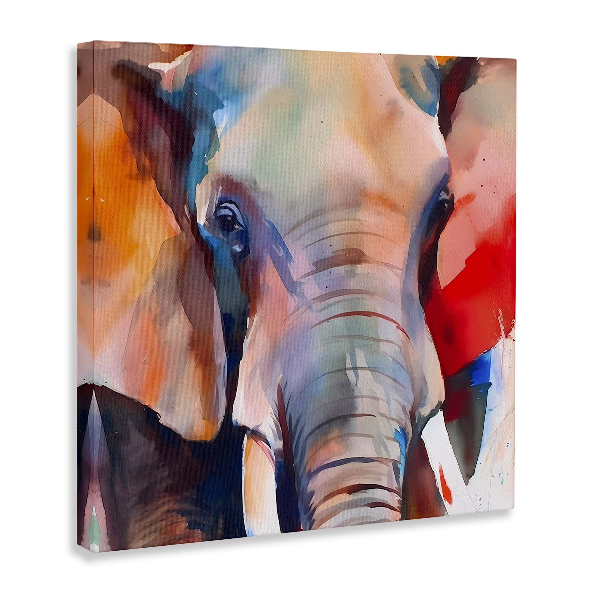 Stupell Industries Close Up Elephant Face Animals & Insects Painting Gallery Wrapped Canvas Art Print Wall Art, 24 x 24