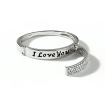 Imperial 10K White Gold 1/6Ct TDW Diamond Accent "I Love You" Women's Band