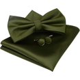 thumbnail image 1 of LAICAIW Mens Solid Color Double Fold Pre-tied Bow Tie and Pocket Square Cufflink Set with Gift Box, 1 of 6