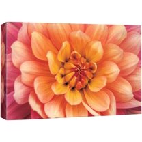 IDEA4WALL Canvas Wall Art Blooming Orange and Pink Dahlia Pinnata Floral Flower Photography Realism Modern Closeup Colorful for Living Room, Bedroom, Office - 32"x48"