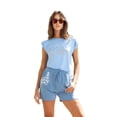 thumbnail image 1 of Blusa sin mangas André Badi celeste con cuello redondo y estampado frontal con brillos, 1 of 5