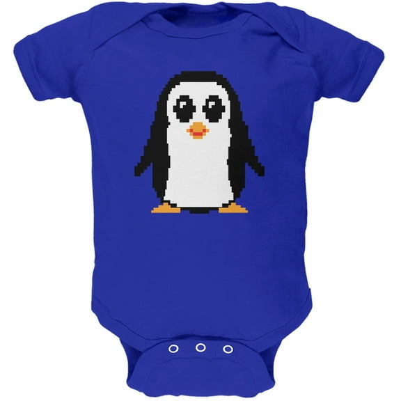 8 Bit Penguin Royal Soft Baby One Piece - 3 month