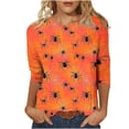 thumbnail image 2 of Kilaqueen Halloween Shirts for Women 3/4 Sleeve Crew Neck Funny Print Halloween Costumes Tunic Tops Vintage Festival Tops, 2 of 5