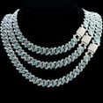 thumbnail image 5 of Punk Bling Blue Crystal Prong Cuban Chain Necklace For Men Women Iced Out 2 Row Rhinestone Link Choker Necklace Hip Hop Jewelry   Gift QY, 5 of 6