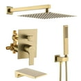thumbnail image 1 of Boyel Living 3-Function Shower System with Waterfall Tub Spout and Handheld Shower Brushed Gold 12 in Square Wall Mount Shower Head with Pre-Embedded Valve, 1 of 1