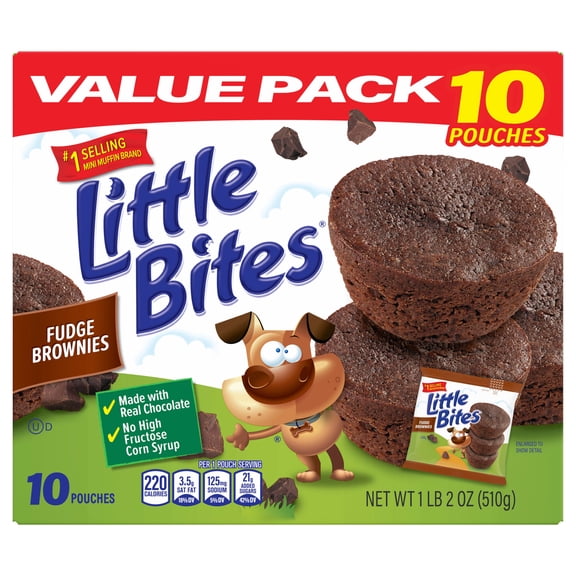 Little Bites Fudge Brownies, 10 packs, Real Chocolate Mini Muffins, 18 oz Multipack