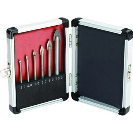 

6Pc Glass Ceramic Tile Hole Drill Bit Set for Glass Plastic Formica Tile with Case 3 4 5 6 8&10Mm