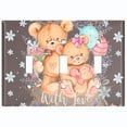 thumbnail image 2 of Metal Light Switch Wall Plate Outlet Cover (2 Teddy Bears With Love Heart Balloon Flower - Triple Toggle), 2 of 2