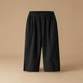 thumbnail image 6 of Sakmal Bermuda Women Shorts High Waisted Straight Leg Cotton Knee Length Beach Vacation Black Solid Ladies Shorts with Pockets, 6 of 7