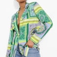 thumbnail image 1 of Blazer Décontracté pour Femmes Mi-Long Blouse Boutonnée Down Cardigan Ajusté Col en V Veste de Loisirs Imprimée Mode, 1 of 6
