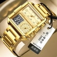 thumbnail image 2 of Reloj LIGE Reloj impermeable de doble pantalla para hombre dorado S, 2 of 5