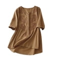 thumbnail image 2 of Mefallenssiah T-Shirt Décontracté Mode pour Femmes Manches Courtes Col en V Chandail en Molleton Blouse, 2 of 6