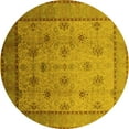 thumbnail image 1 of Ahgly Company Machine Washable Indoor Round Oriental Yellow Industrial Area Rugs, 4' Round, 1 of 1