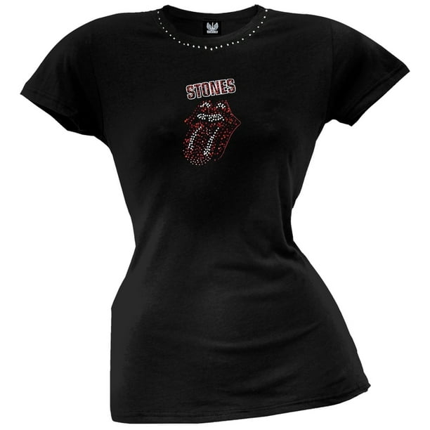 Rolling Stones - Rolling Stones - Rhinestone Tongue Juniors T-Shirt ...