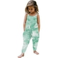 thumbnail image 2 of Penkiiy Toddler Girls Boys Summer Jumpsuits Kids One Piece Playsuit Spaghetti Strap Sleeveless Tie-dye Print Romper with Pockets 5-6 Years Green, 2 of 5