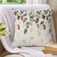 thumbnail image 3 of Pillow Covers 20x20 Set of 2, Teal Brown Botanical Throw Pillow Covers Decorative Couch Cushion Cover, Pastoral Fall Weeping Maple Leaf Microfiber Soft Square Pillowcases for Bedroom Living Room Sofa, 3 of 9