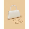 thumbnail image 6 of Women's White Pearl Handle Evening Clutch Purse, Elegant Wedding Bridal Handbag, Formal Party Shoulder Bag, 6 of 7