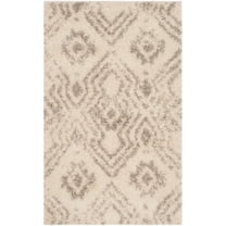 SAFAVIEH Arizona Webster Geometric Shag Area Rug, Ivory/Grey, 3' x 5'