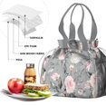thumbnail image 4 of Pioneer Flower Floral Print Pattern Drawstring Lunch Bag Women - Drawstring Lunch Bag Insulated for Work Office - Stain-Resistant Large Lunchbags for Women with Multi-Pockets, 4 of 6