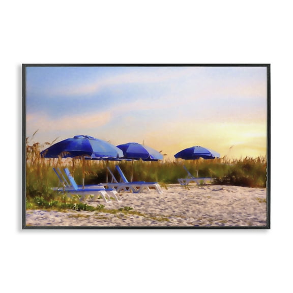 Stupell Industries Summer Vacation Sunrise Nautical & Beach Painting Black Framed Art Print Wall Art, 18 x 12