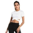thumbnail image 4 of DREAM SLIM Short Sleeve Crop Tops for Women Tummy Cross Fitted Yoga Running Shirts Gym Workout Cropped Tank Tops, 4 of 6