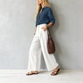 thumbnail image 3 of ClodeEU Women's 2 Piece Outfits ,Long Sleeve Button Down Shirt and High Waist Pleated Wide Leg Pants Set, Solid Color Casual Matching Set ,Women's Plus XL, 3 of 6