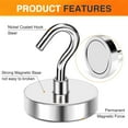 thumbnail image 4 of Strong Magnetic Hooks, 110Lbs Heavy Duty Magnetic Hooks for Cruise Cabin, Neodymium Earth Magnets with Hooks for Hanging, Super Metal Industrial Magnetic Hanger for Grill, Cruise, Storage, 4 of 14