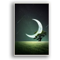 IDEA4WALL Framed Canvas Wall Art for Living Room, Bedroom Moon with Bright Canvas Prints for Modern Home Decoration Ready to Hang