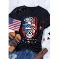 thumbnail image 2 of All American Mama USA Flag Skull T-Shirt Women American Flag Stars Stripes Patriotic Graphic Tee Tops Mom Life Casual Shirt, 2 of 2