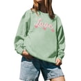 thumbnail image 3 of QAFOPEH Women Love Peach Heart Printed Crew Neck Long Sleeve Sweatshirt, 3 of 7