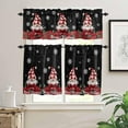 thumbnail image 2 of Christmas Gnomes Kitchen Curtains and Valances Set, Rod Pocket Curtains Tier Farmhouse Window Curtains 24 Inch Length, Xmas Red Flowers Leaves Snowflake Black 3 Piece Kitchen Curtains Set, 2 of 6