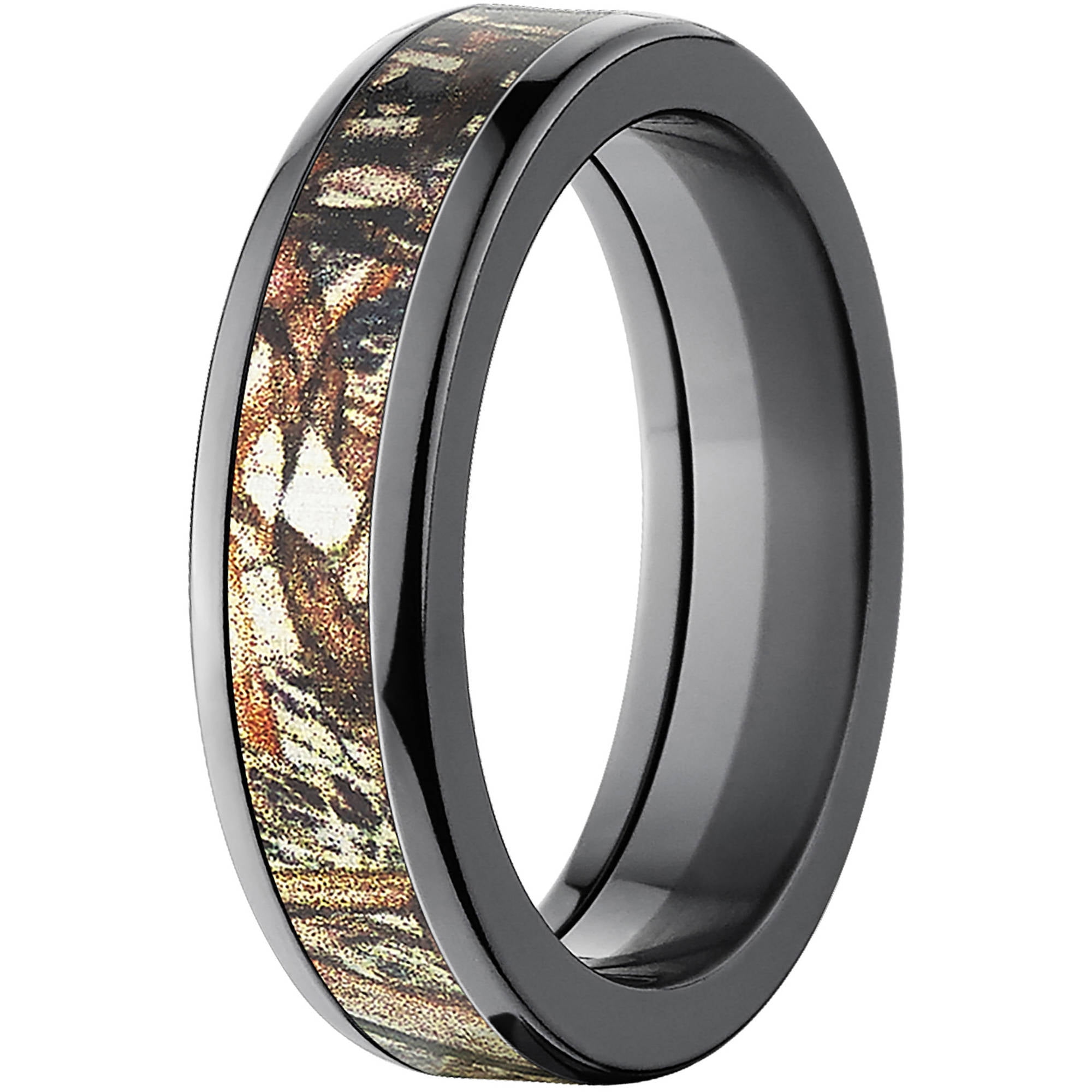 Duckblind Men's Camo Black Zirconium Ring with Polished Edges and Deluxe Comfort Fit