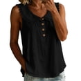 thumbnail image 2 of Women's Front Placket Top Baeitkot Women's Solid Color Casual Lace Up Front Placket Top Black XXL, 2 of 8