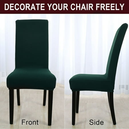 Stretch Knit Jacquard Chair Cover Short Dining Chair Slipcover Dark