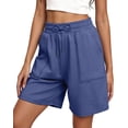 thumbnail image 2 of MOSHU Womens Cotton Shorts Drawstring Waist Sweat Shorts for Women Summer Casual Shorts with Pockets, 2 of 10