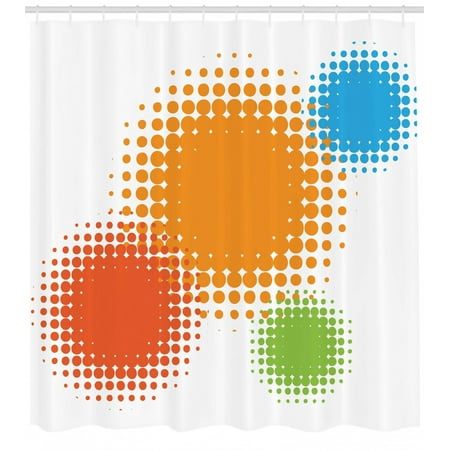 Orange Shower Curtain Colorful Half Tone Circles With Spots On