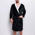 thumbnail image 2 of HBFAGFB Mens Bathrobe Plush Pajama Long Sleeves Softness Warm Flannel Robe with Pockets Black Size L, 2 of 9