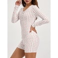 thumbnail image 6 of Women Trendy Playsuit, Floral Print V Neck Button-Down Long Sleeve Tight Rompers Shorts for Ladies, 6 of 9