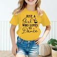 thumbnail image 5 of Girls Graphic T-Shirt Cute Letter Print Round Neck Short Sleeve Tee Summer Casual Unisex Kids T Shirts Yellow 9-10 Years, 5 of 5