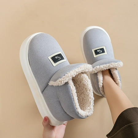 

Snow boots women 2024 new autumn and winter home plush warm bag with EVA thick bottom tube outer wear cotton shoes