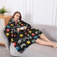 thumbnail image 5 of Oversized Wearable Blanket Hoodie,Colorful Games Star Black Pattern Sherpa Blanket Hoodie with Super Pockets,Super Warm Fuzzy Pullover for Women & Men, 5 of 6