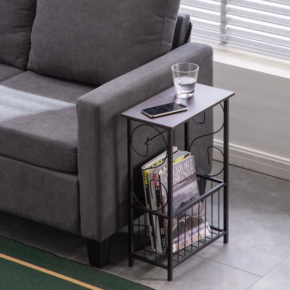 Xilee Narrow Side Table,Skinny Small End Tables with Magazine Holder,Multifunctional Bathroom Table / Interior Side Table Tissue Magazine Rack  Sofa Couch Tables Bedside Table for Living Room Bedroom